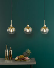 Lycia 3 Light Bar Pendant Satin Gold and Gold Ombre Glass