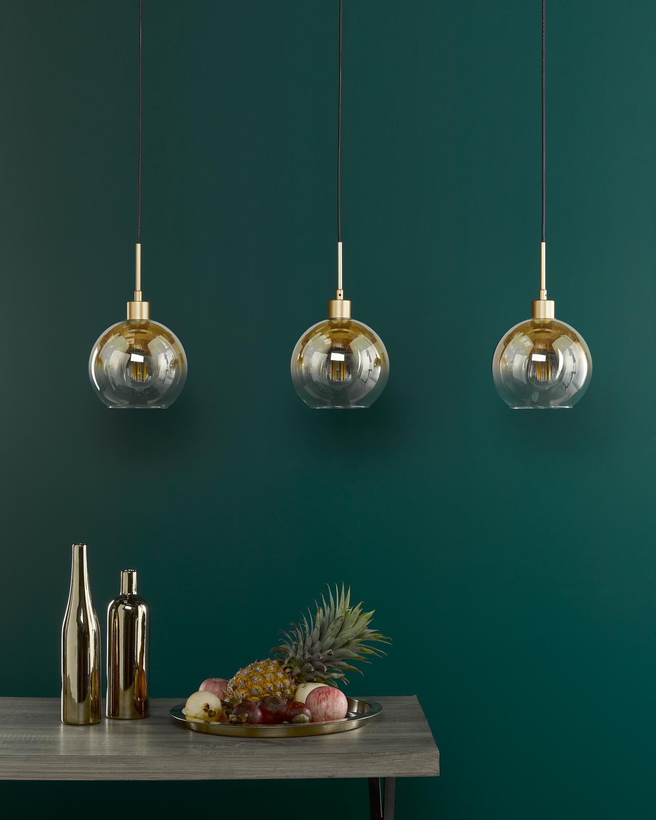 Lycia 3 Light Bar Pendant Satin Gold and Gold Ombre Glass