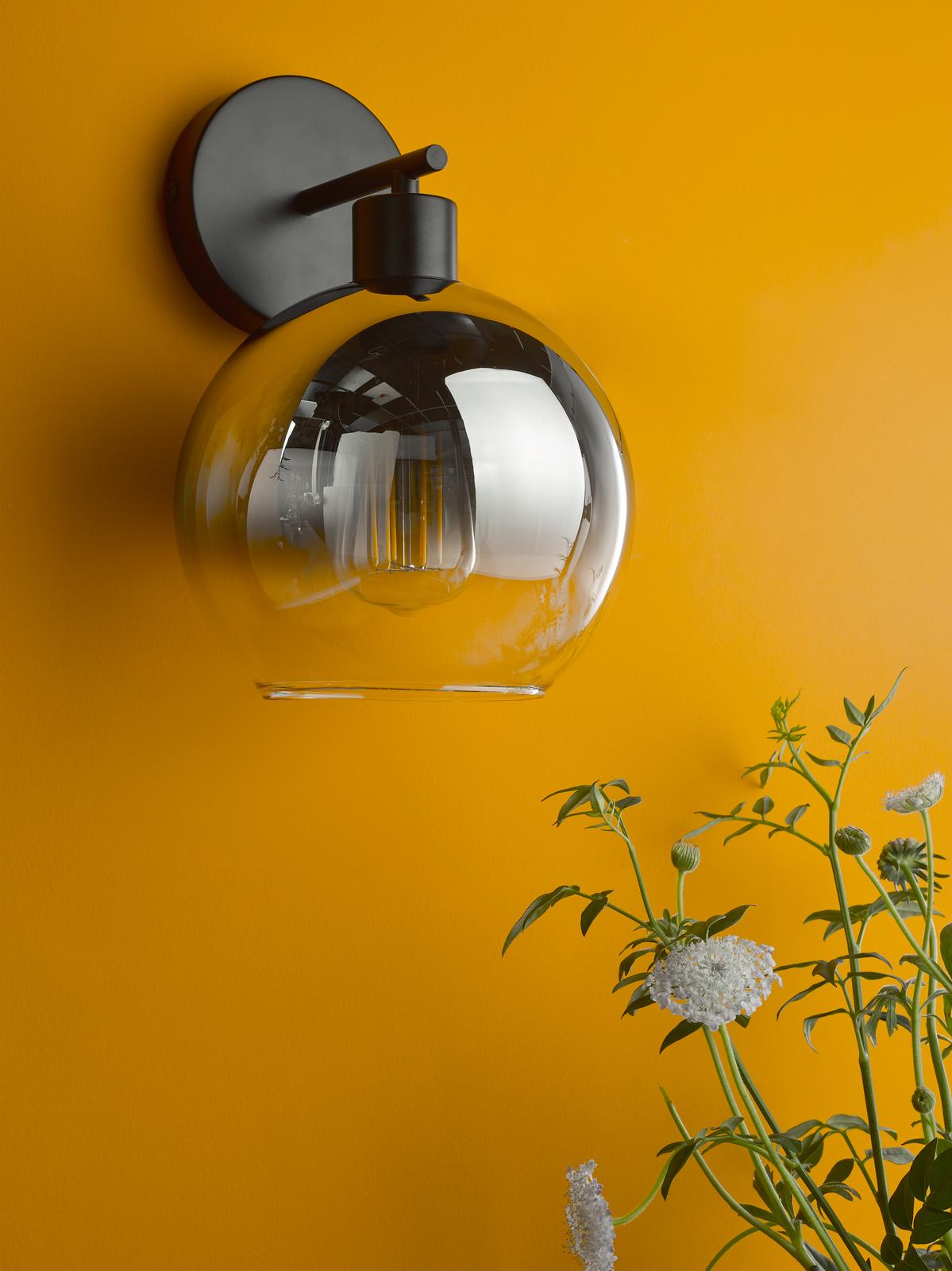 Lycia Wall Light Matt Black and Smoked Ombre Glass