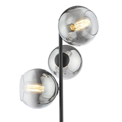 Lycia 3 Light Floor Lamp Matt Black and Smoked Ombre Glass