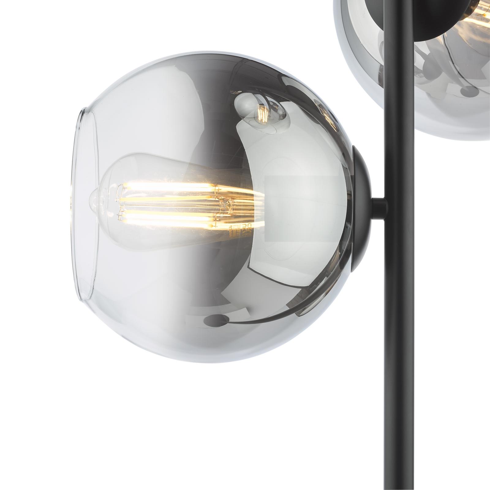 Lycia 3 Light Floor Lamp Matt Black and Smoked Ombre Glass