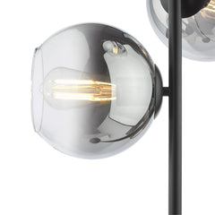 Lycia 3 Light Floor Lamp Matt Black and Smoked Ombre Glass