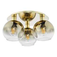 Lycia 3 Light Flush Satin Gold and Gold Ombre Glass