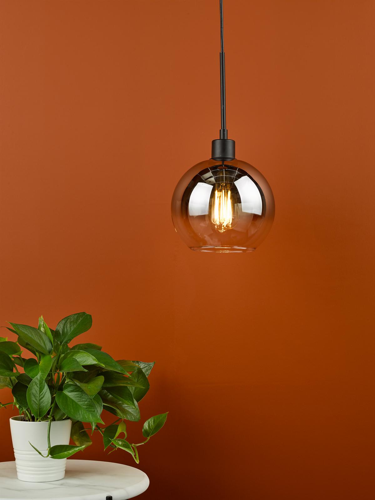 Lycia Single Pendant Matt Black Ombre Smoked Glass