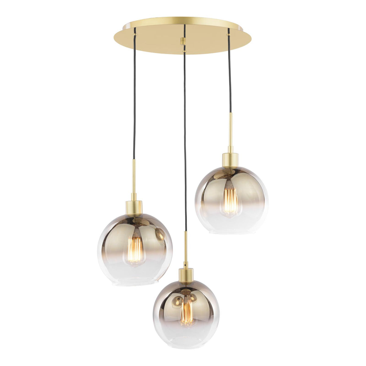 Lycia 3 Light Cluster Pendant Satin Gold and Gold Ombre Glass