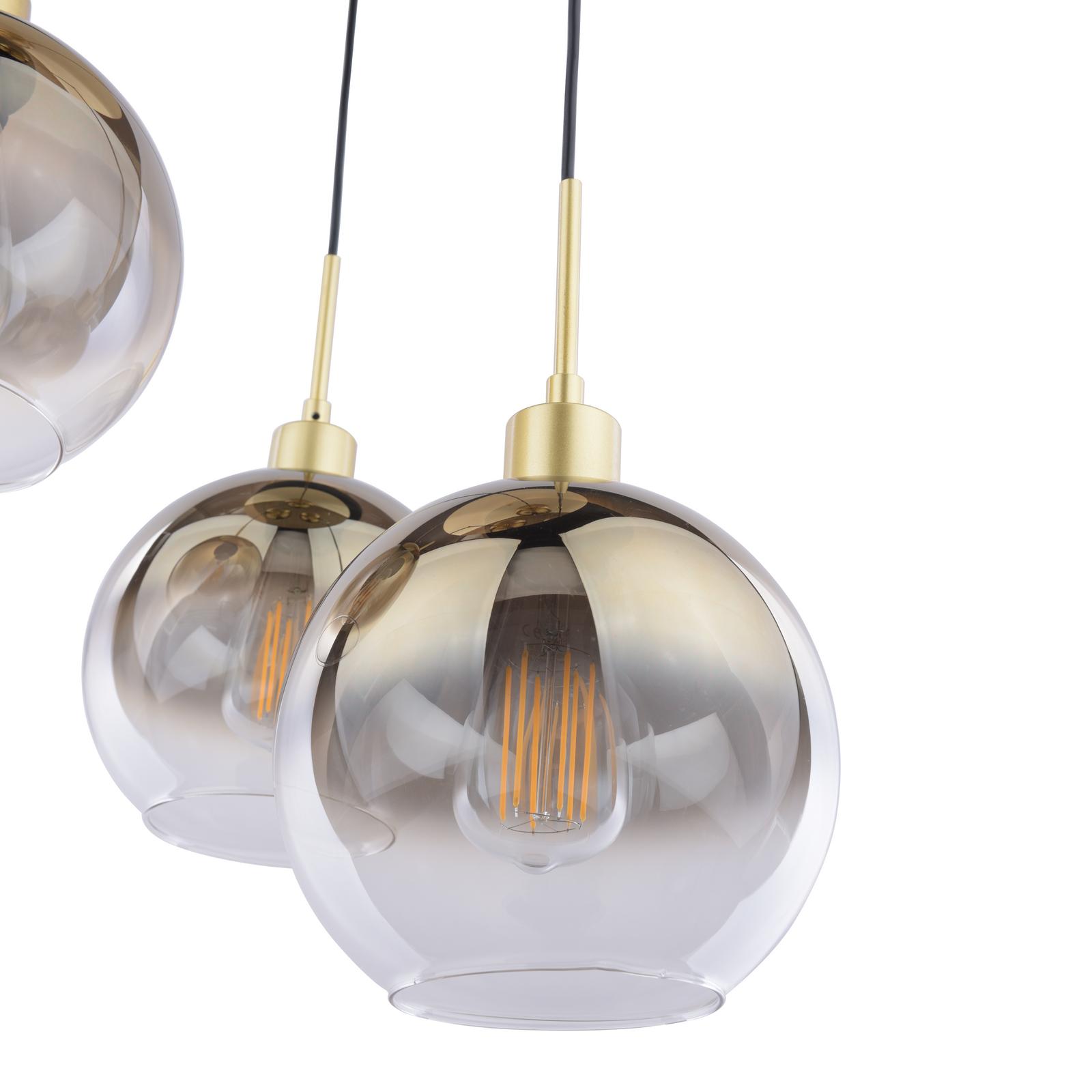 Lycia 3 Light Cluster Pendant Satin Gold and Gold Ombre Glass