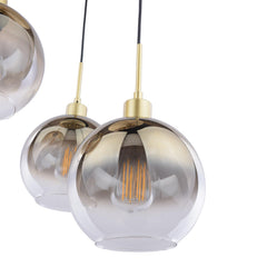 Lycia 3 Light Cluster Pendant Satin Gold and Gold Ombre Glass