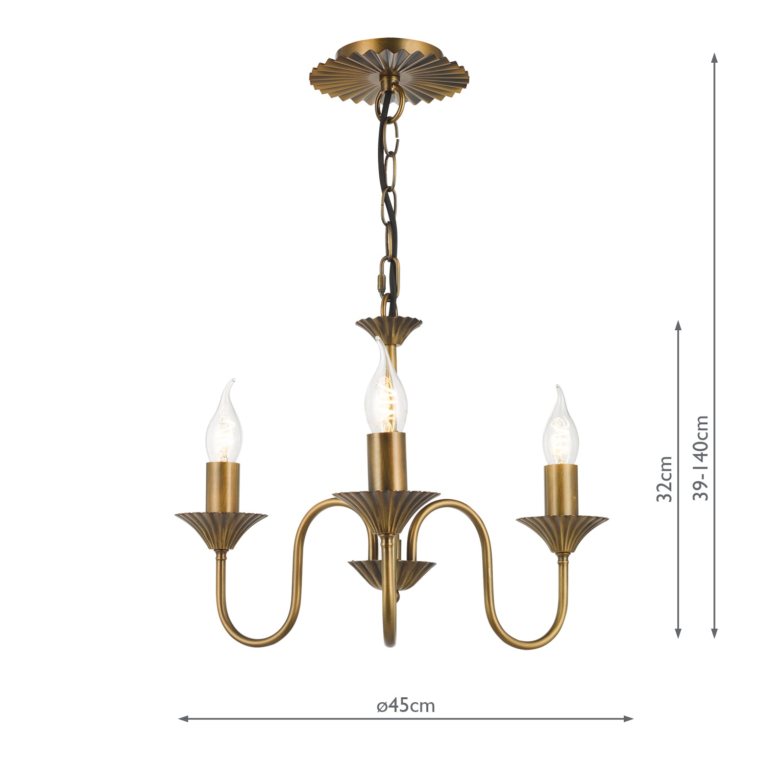 Lydian 3 Light Pendant Antique Bronze Fitting Only