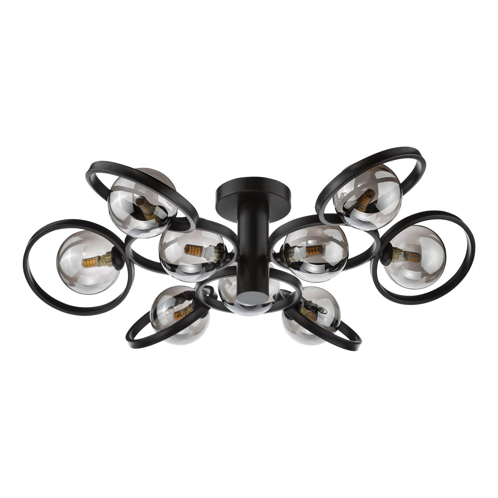 Lynette 9 Light Semi-Flush Satin Black Fitting Only