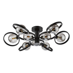Lynette 9 Light Semi-Flush Satin Black Fitting Only