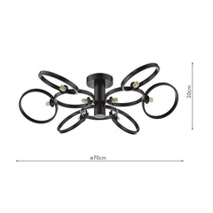 Lynette 9 Light Semi-Flush Satin Black Fitting Only