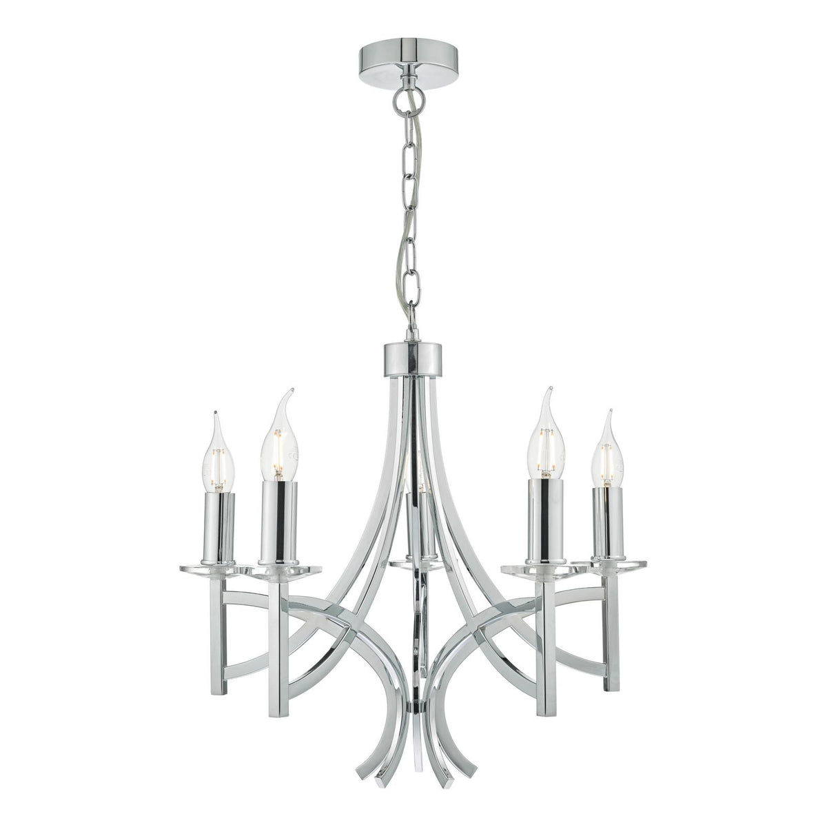 Lyon 5lt Pendant Polished Chrome & Crystal