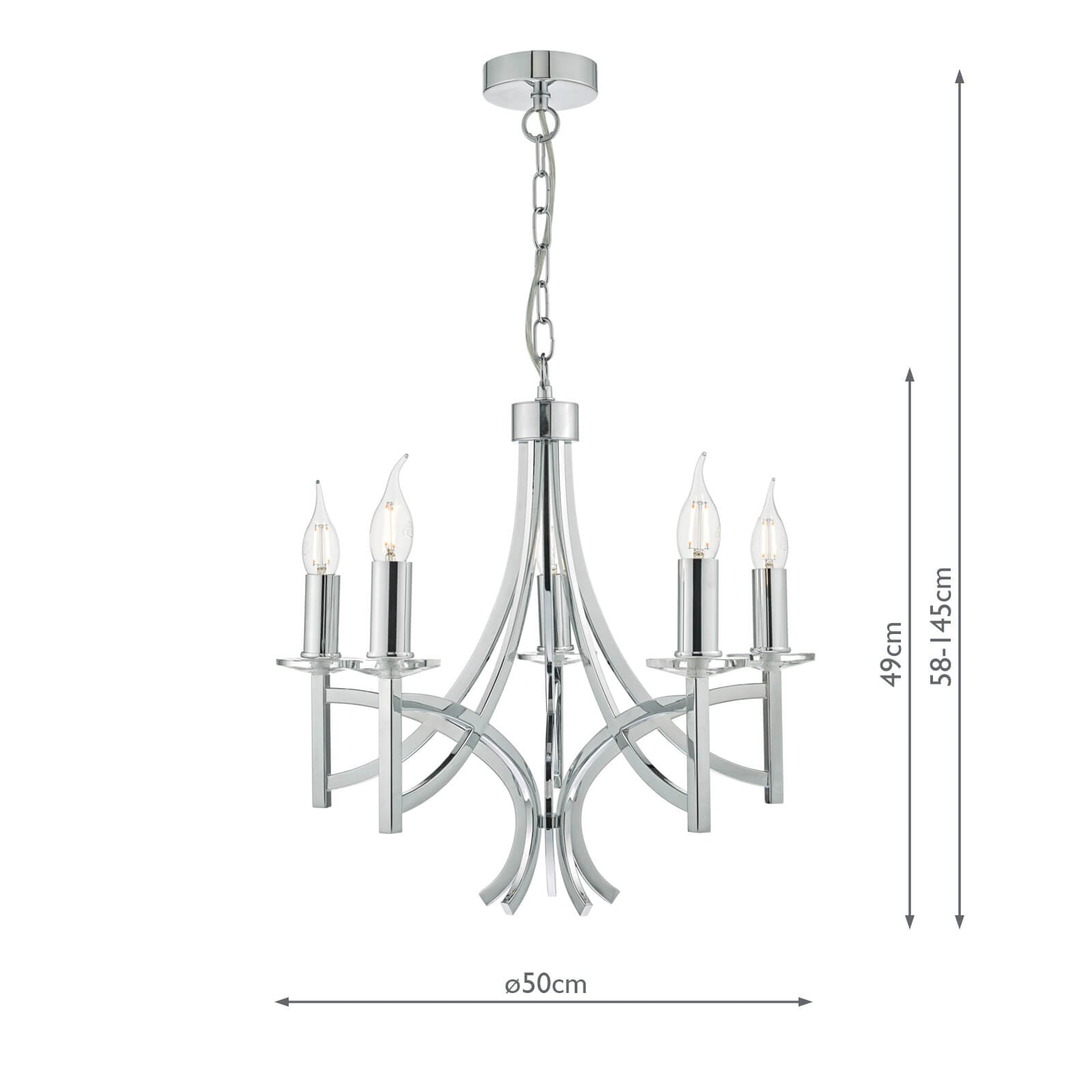 Lyon 5lt Pendant Polished Chrome & Crystal