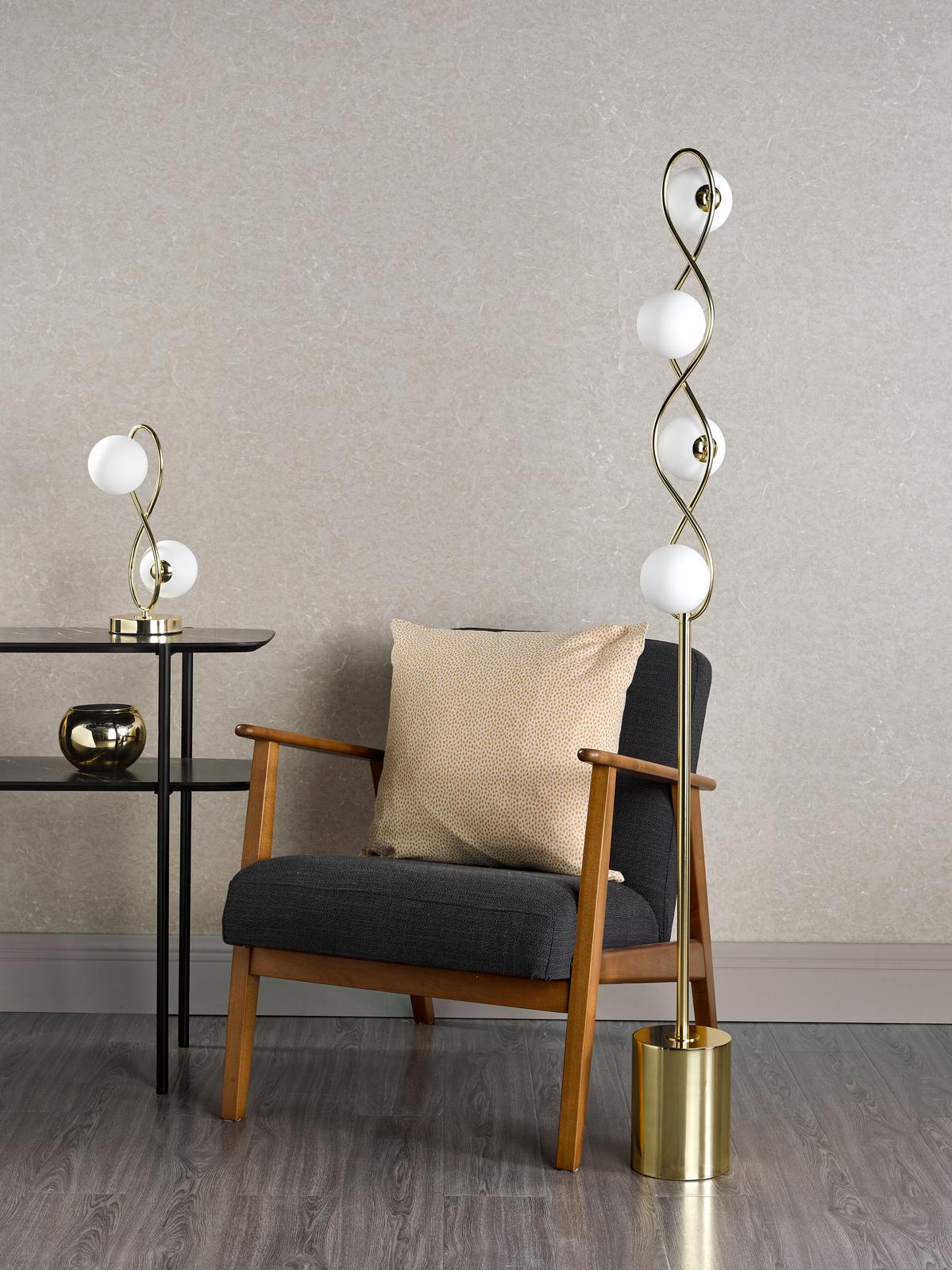 Lysandra 2 Light Table Lamp Polished Gold and Opal Glass