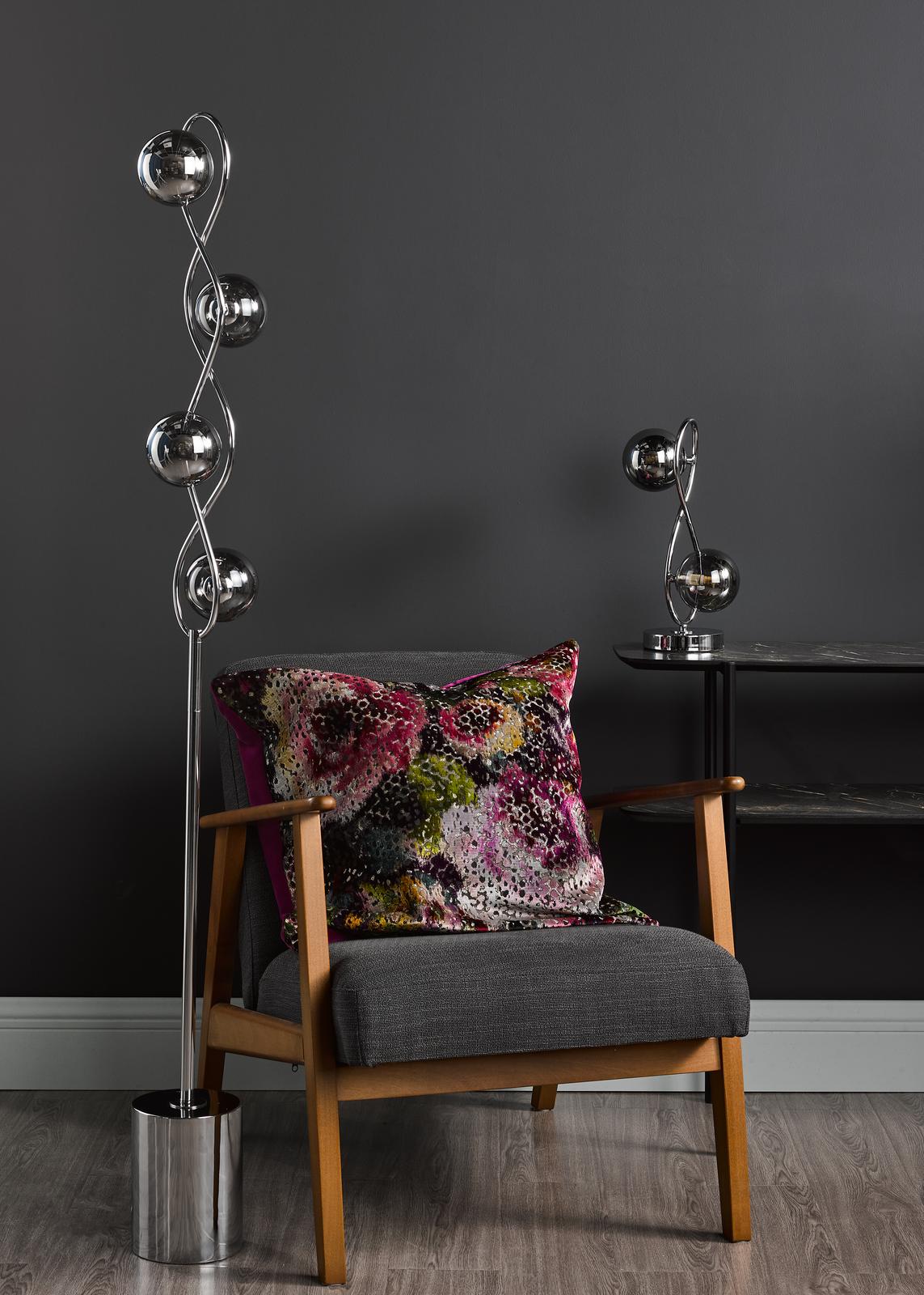 Lysandra 2 Light Table Lamp Polished Chrome and Smoked Glass