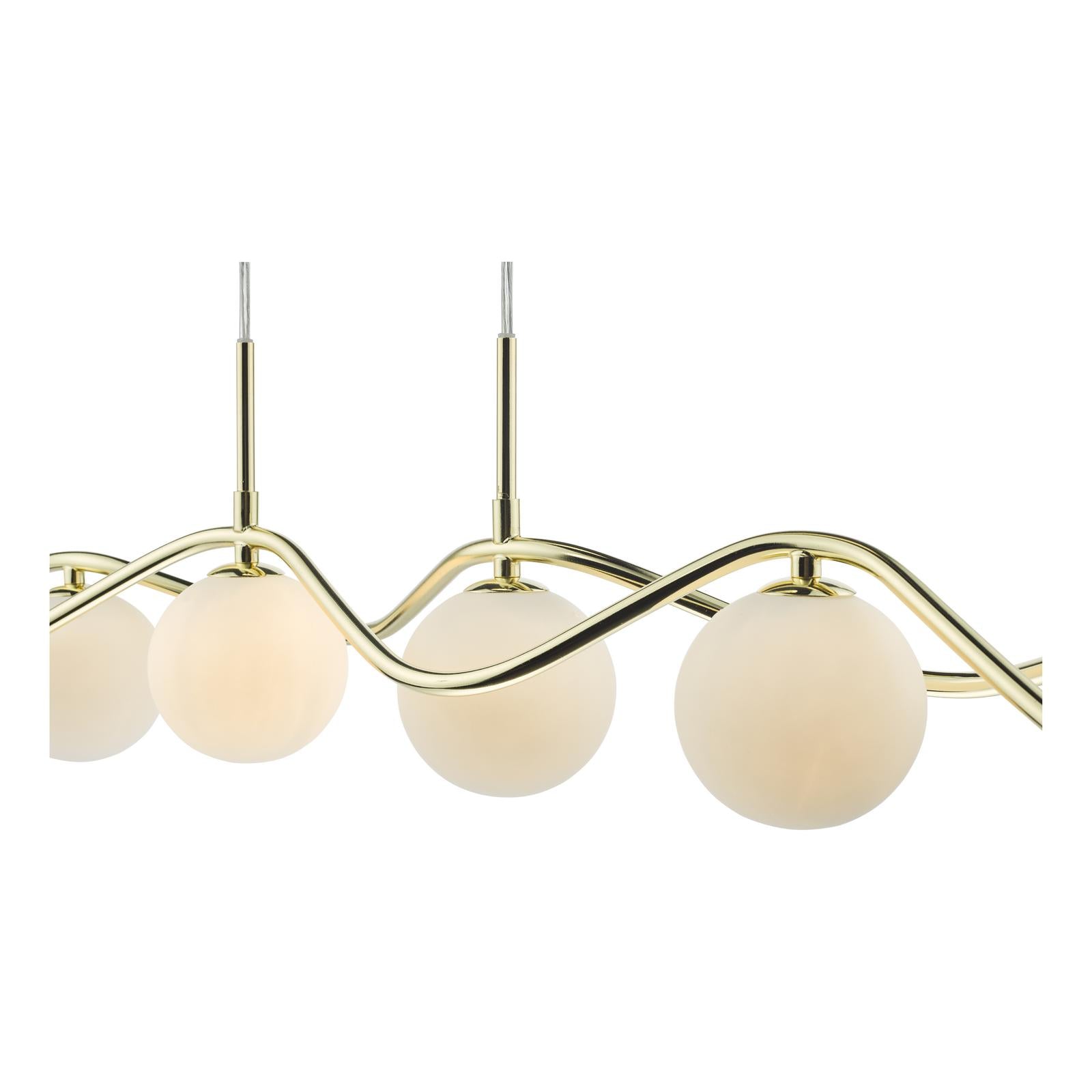 Lysandra 6 Light Bar Pendant Polished Gold and Opal Glass