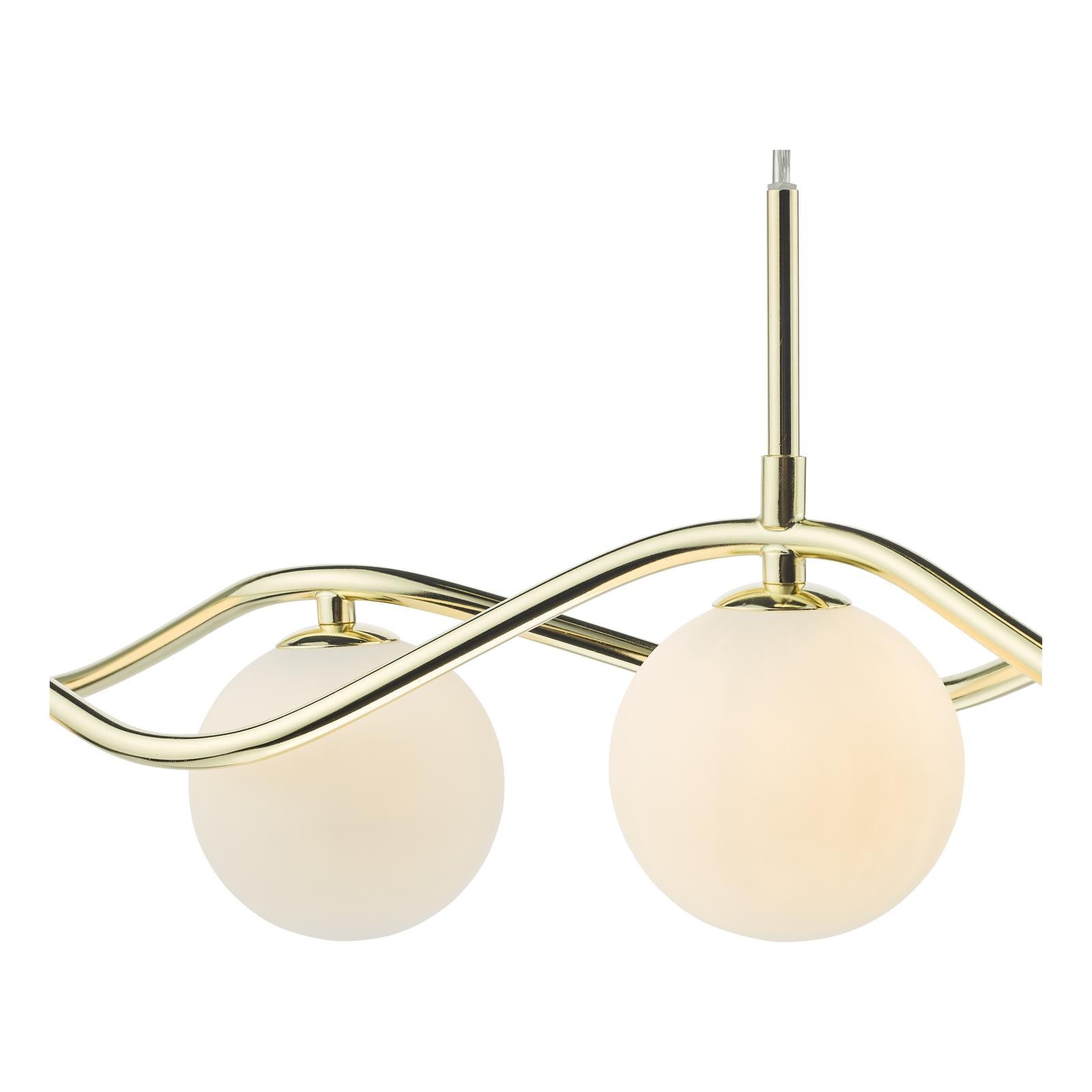 Lysandra 6 Light Bar Pendant Polished Gold and Opal Glass