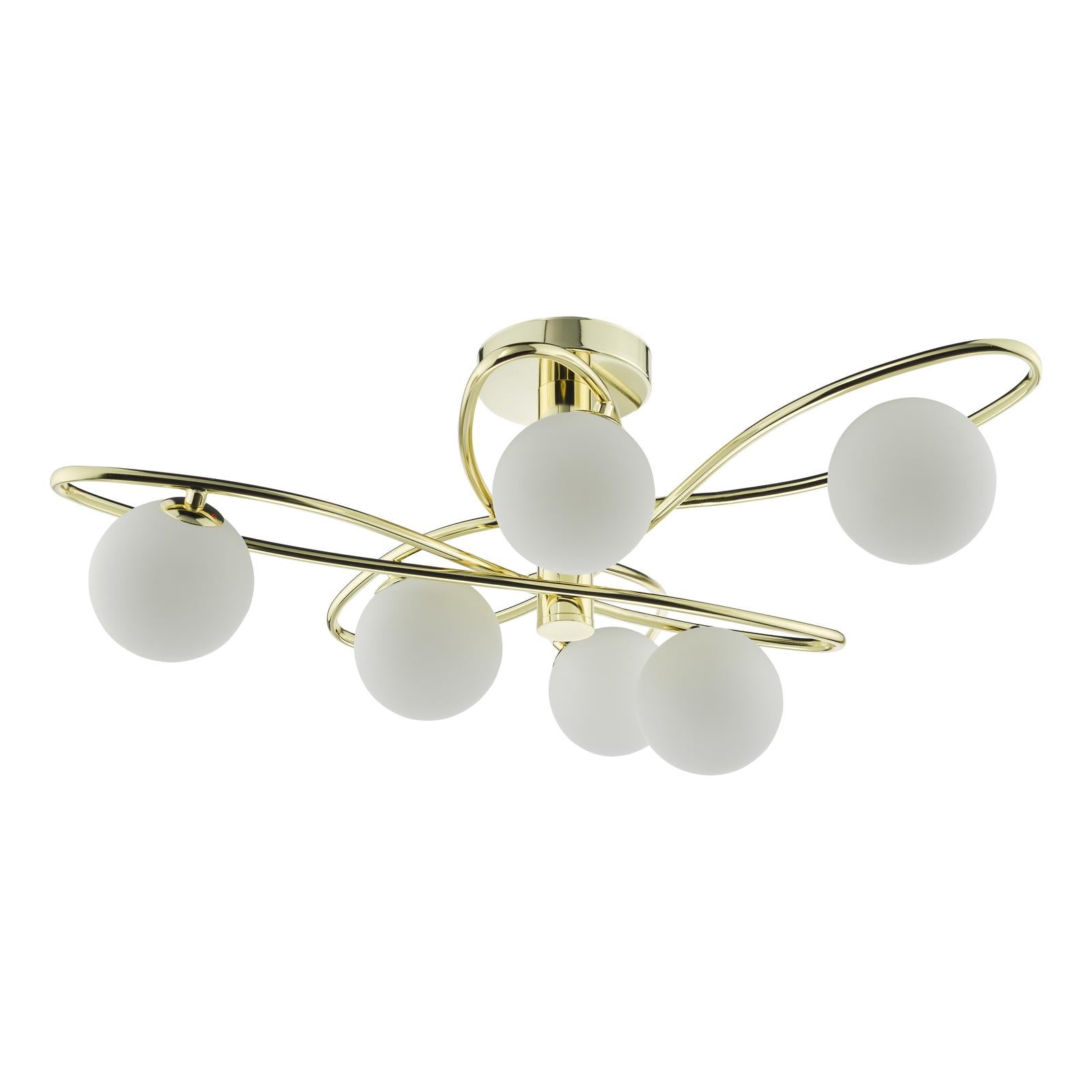 Lysandra 6 Light Semi-Flush Polished Gold and Opal Glass