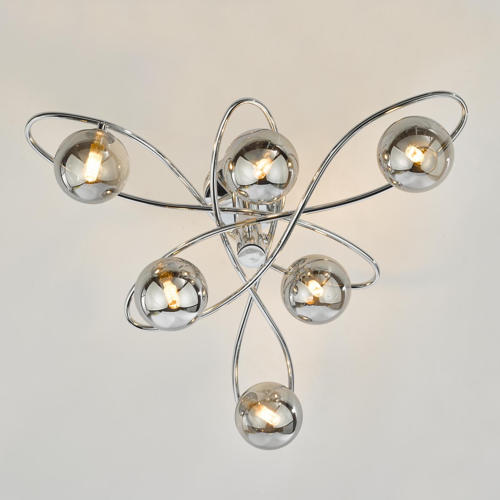 Lysandra 6 Light Semi-Flush Polished Chrome and Smoked Glass