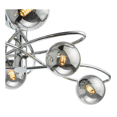 Lysandra 6 Light Semi-Flush Polished Chrome and Smoked Glass