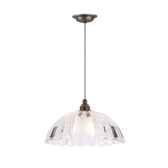 Mabel Pendant Clear Ribbed Glass and Antique Brass