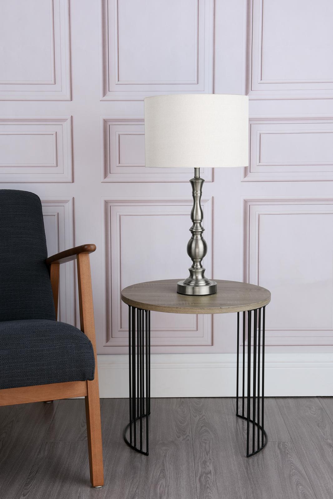 Madrid Table Lamp Satin Chrome With Shade
