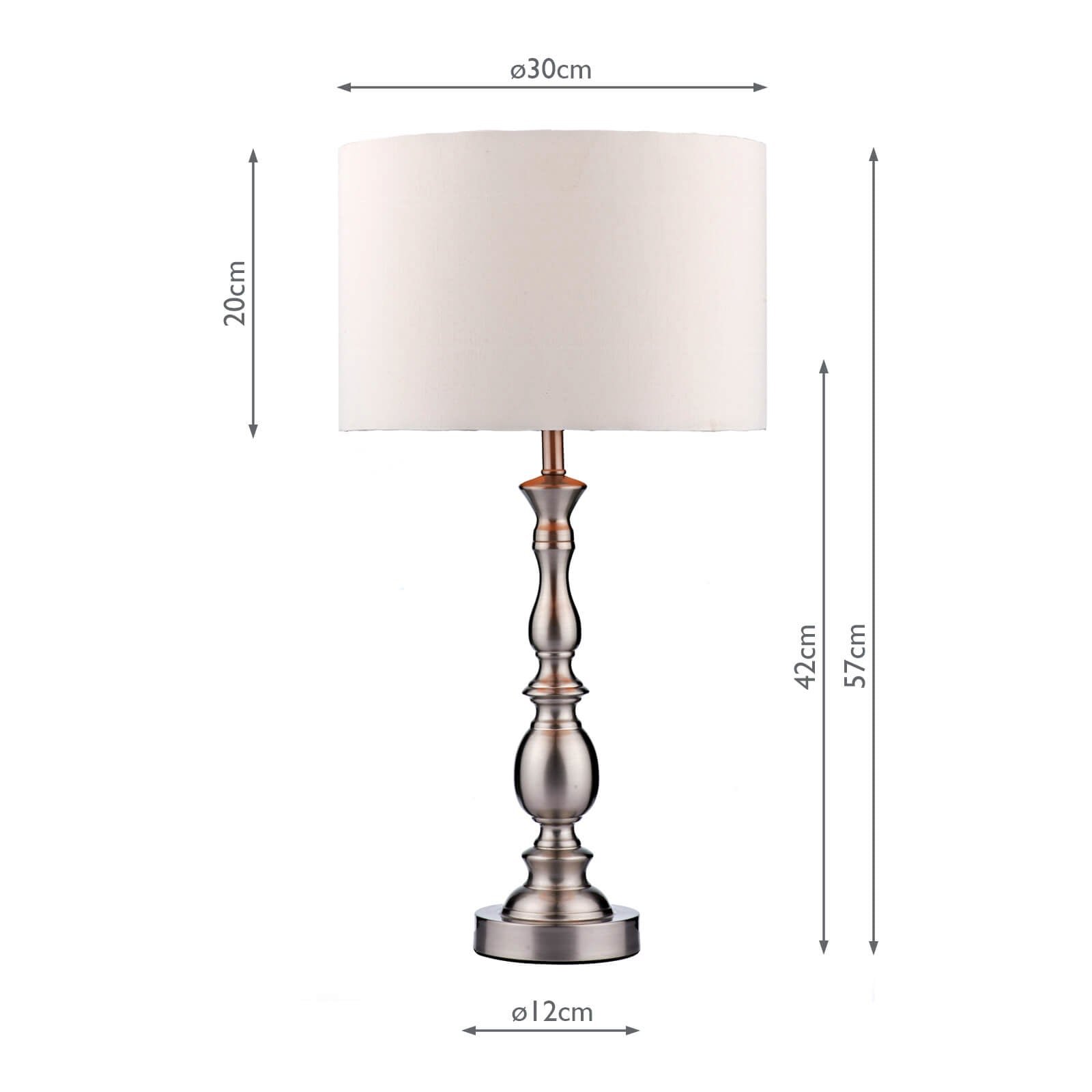 Madrid Table Lamp Satin Chrome With Shade