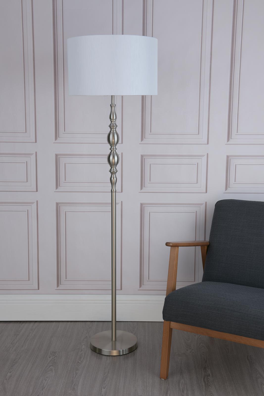 Madrid Floor Lamp Satin Chrome With Shade