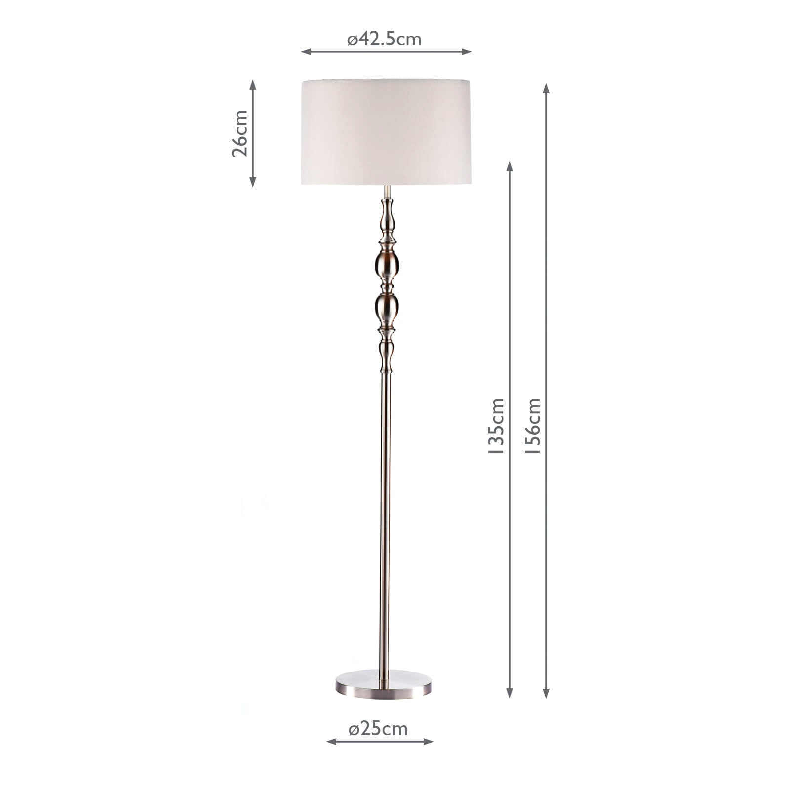 Madrid Floor Lamp Satin Chrome With Shade