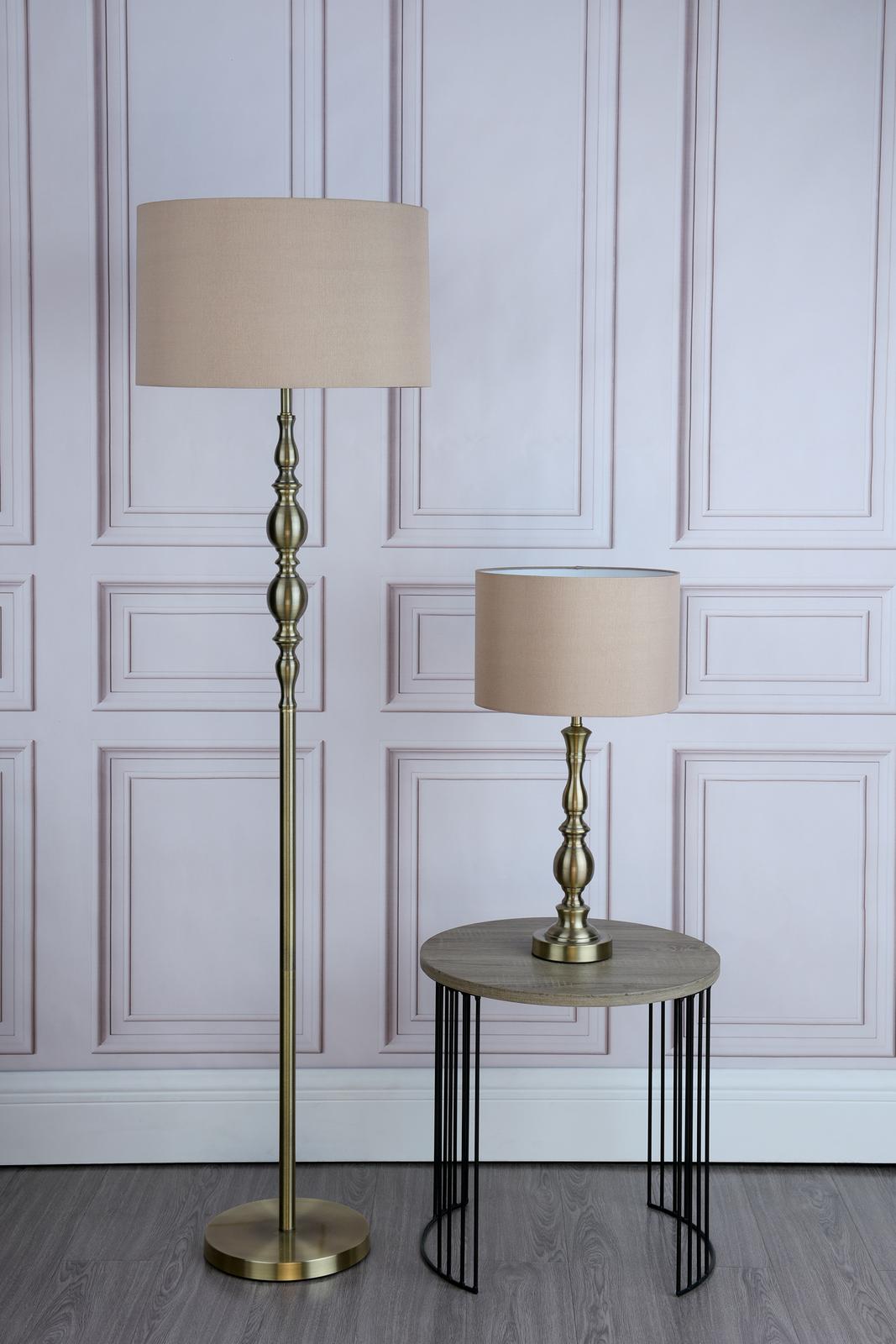 Madrid Floor Lamp Antique Brass With Shade