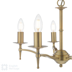 English Heritage Marble Hill 5 Light Armed Pendant Aged Brass With Shade