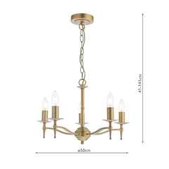 English Heritage Marble Hill 5 Light Armed Pendant Aged Brass With Shade