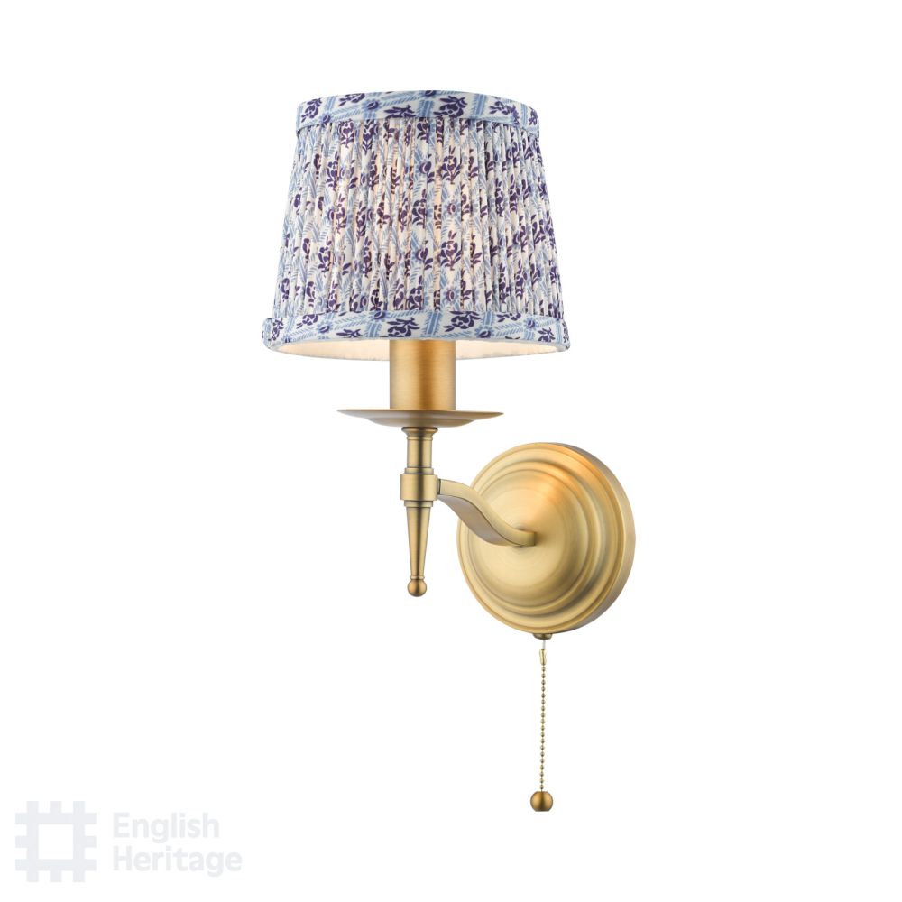 English Heritage Marble Hill Wall Light Antique Brass Bracket with Shade
