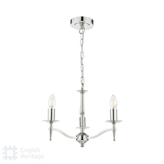 English Heritage Marble Hill 3 Light Armed Pendant Polished Nickel Fitting Only