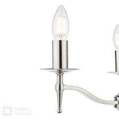 English Heritage Marble Hill 3 Light Armed Pendant Polished Nickel Fitting Only