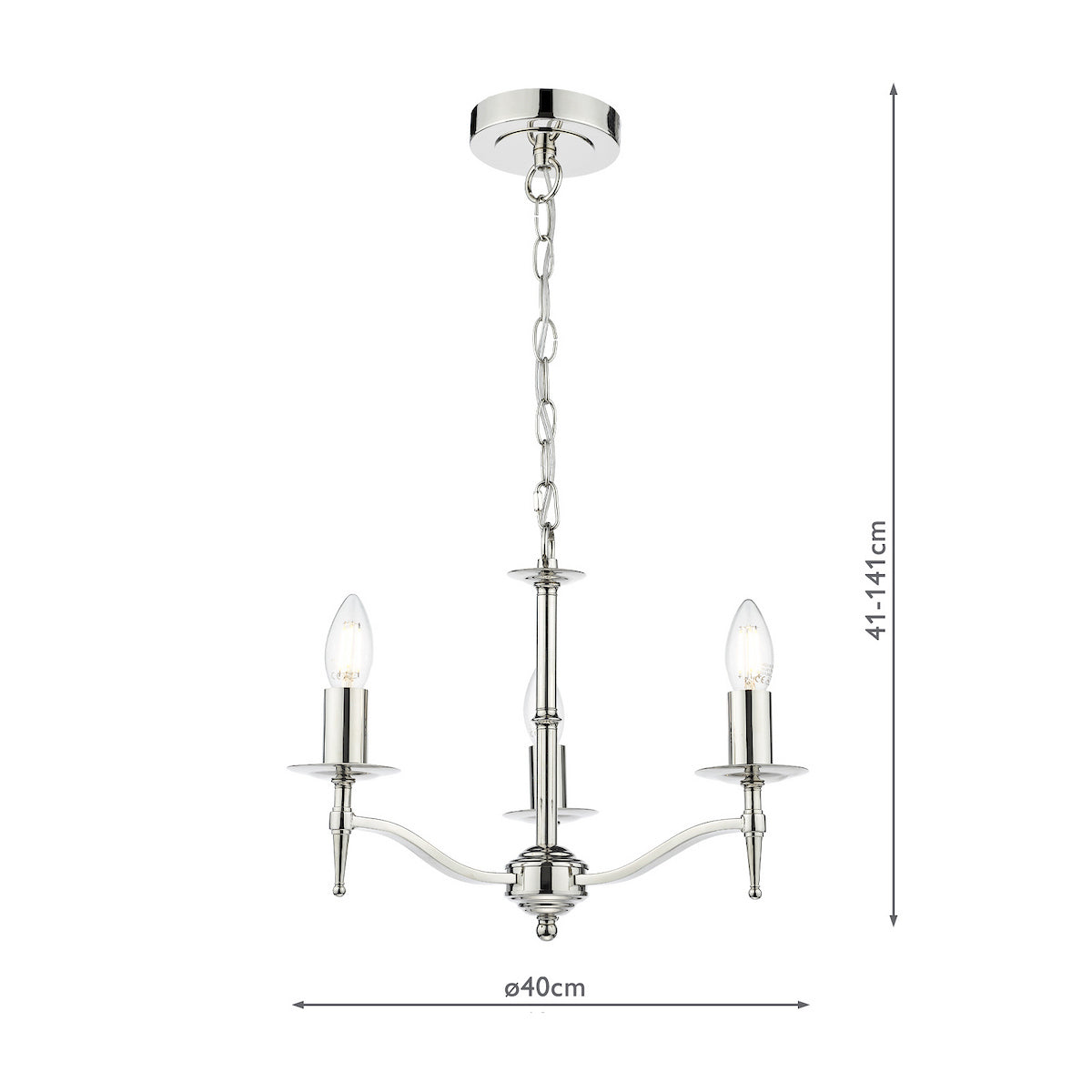 English Heritage Marble Hill 3 Light Armed Pendant Polished Nickel Fitting Only