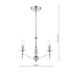 English Heritage Marble Hill 3 Light Armed Pendant Polished Nickel Fitting Only