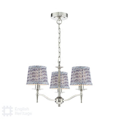 English Heritage Marble Hill 3 Light Armed Pendant Polished Nickel With Shade