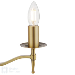English Heritage Marble Hill 3 Light Armed Pendant Aged Brass With Shade