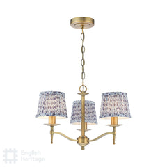 English Heritage Marble Hill 3 Light Armed Pendant Aged Brass With Shade