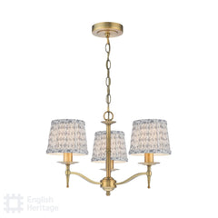 English Heritage Marble Hill 3 Light Armed Pendant Aged Brass With Shade