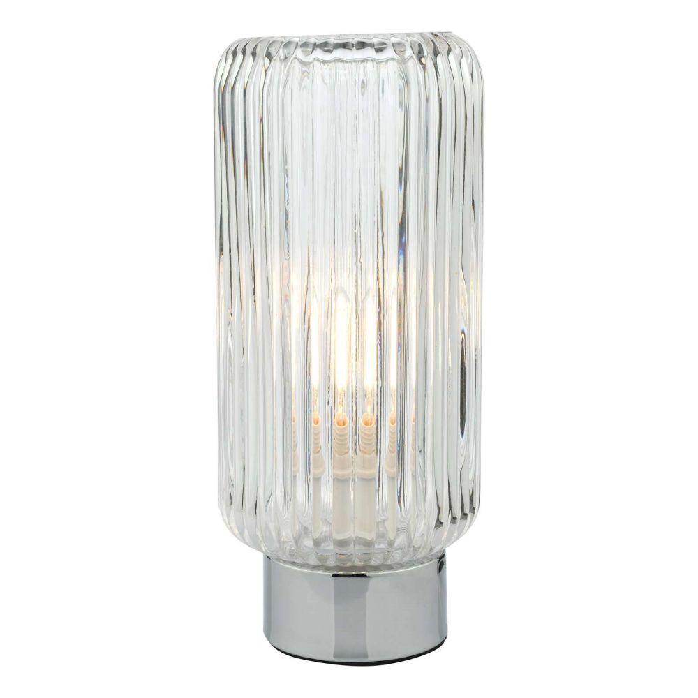 Mason Touch Table Lamp Polished Chromed Ribbed Glass