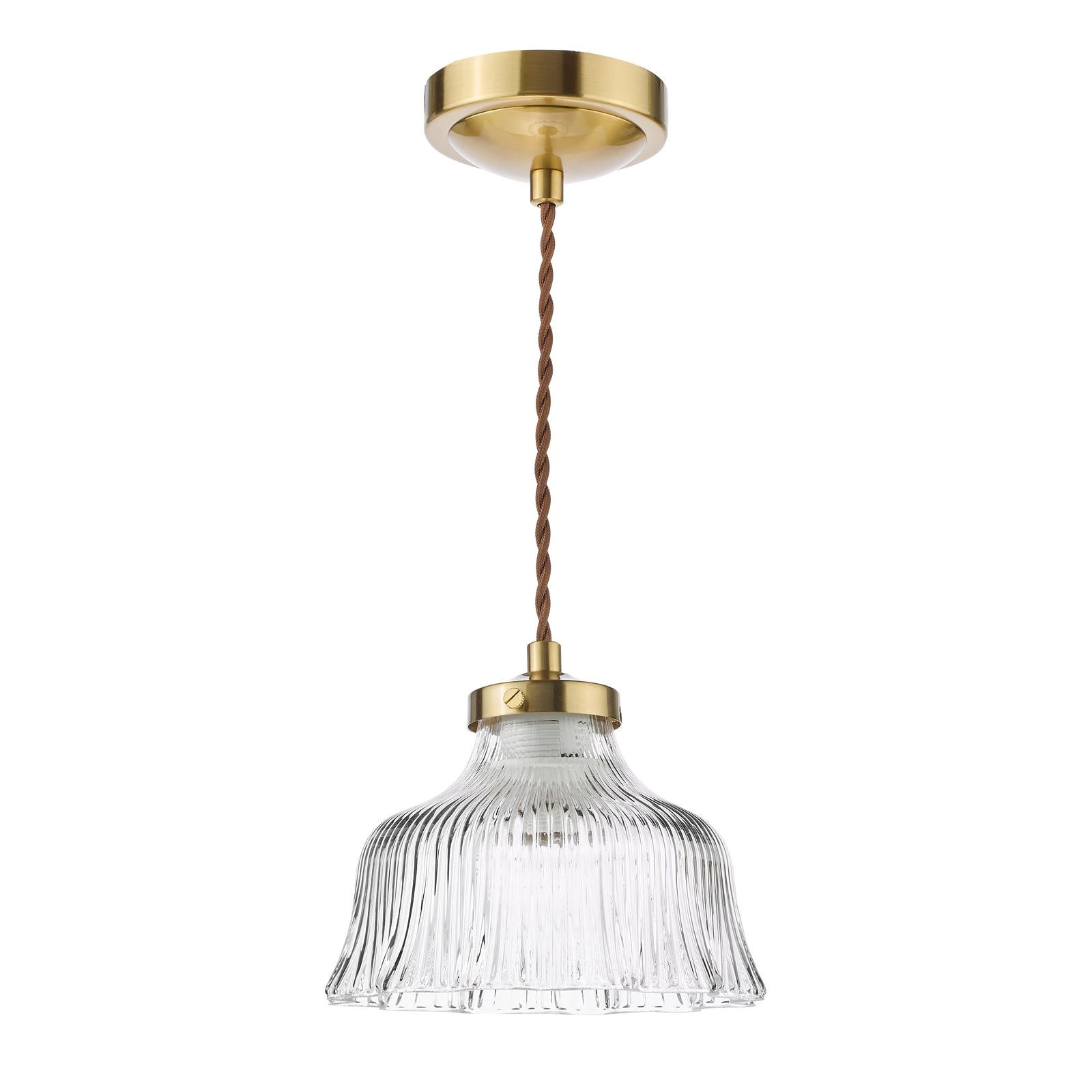 Maude Pendant Natural Brass and Ribbed Glass