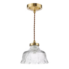 Maude Pendant Natural Brass and Ribbed Glass