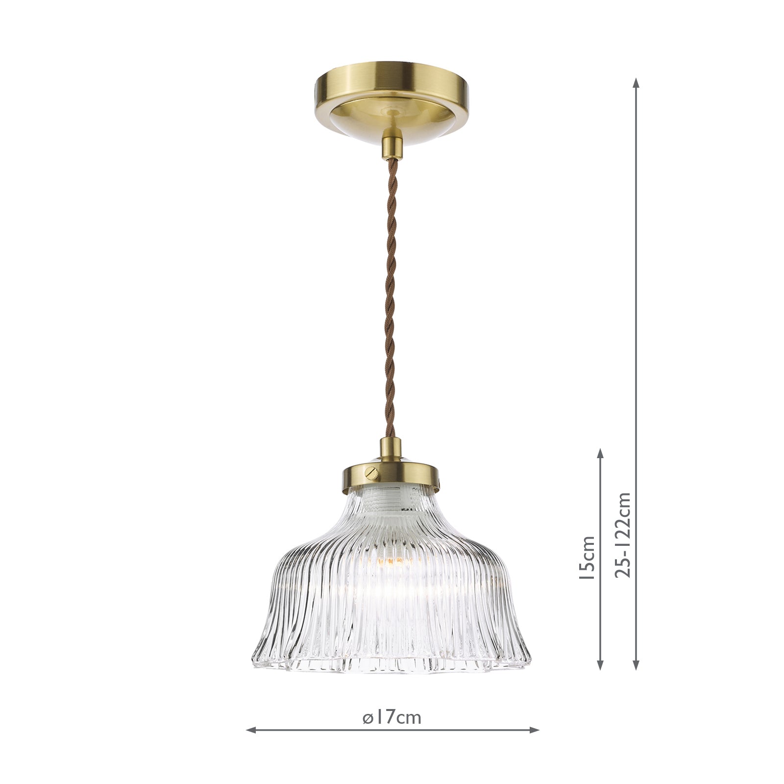 Maude Pendant Natural Brass and Ribbed Glass