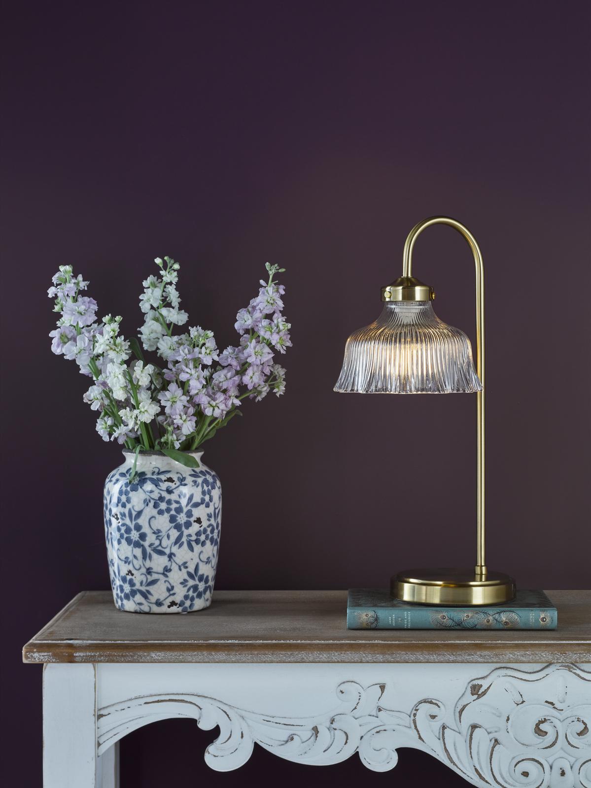 Maude Table Lamp Natural Brass and Ribbed Glass