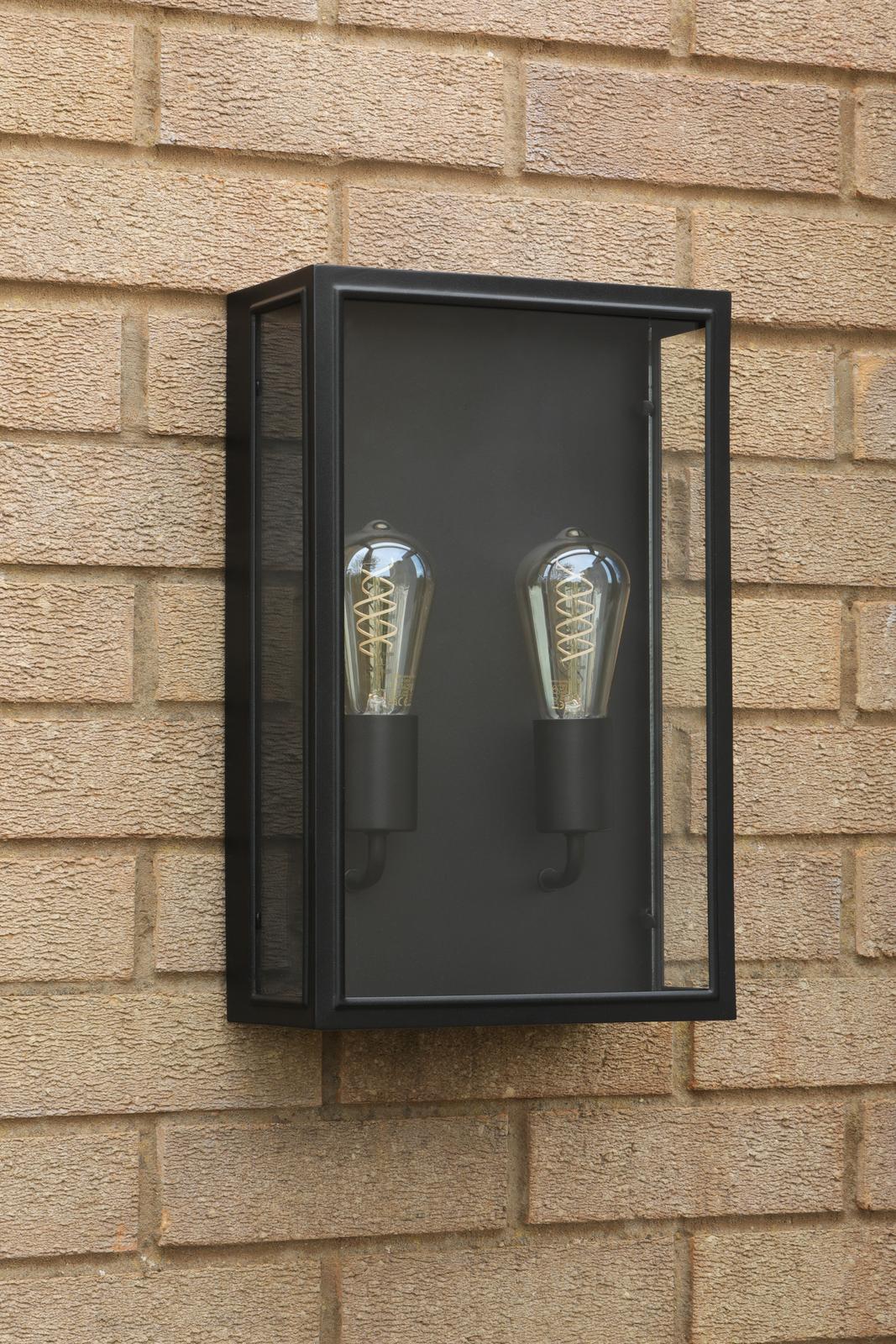 Mazin 2 Light Outdoor Wall Light Matt Black and Glass IP44