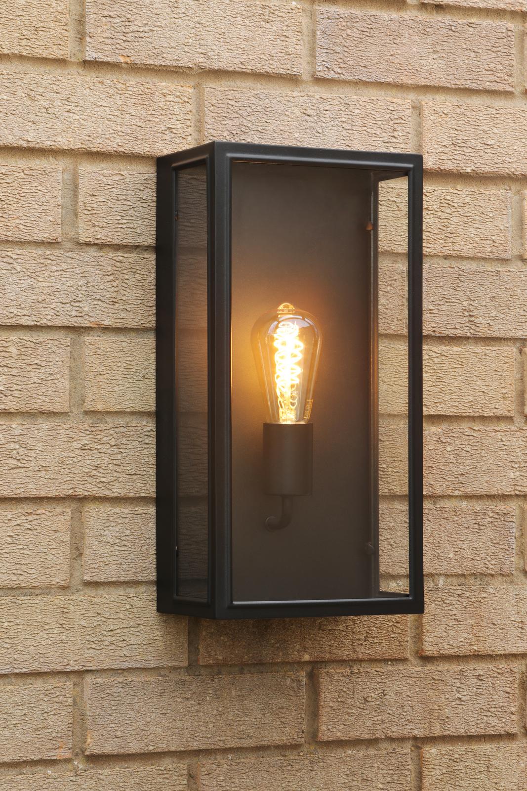 Mazin Outdoor Wall Light Matt Black and Glass IP44