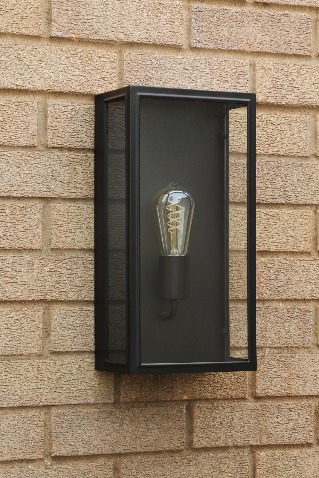 Mazin Outdoor Wall Light Matt Black and Glass IP44