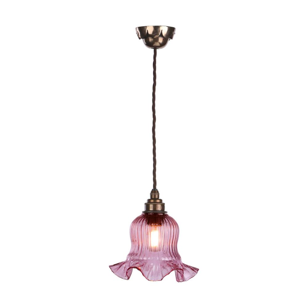 Mia Single Pendant Bronze with Azalea Glass